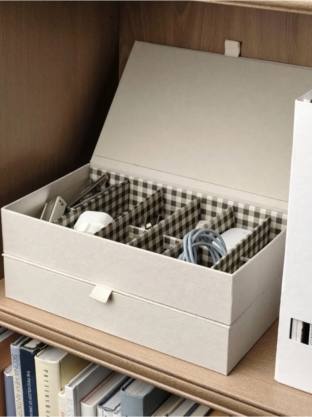 CreamCompartment Storage Box with Lid set of 2